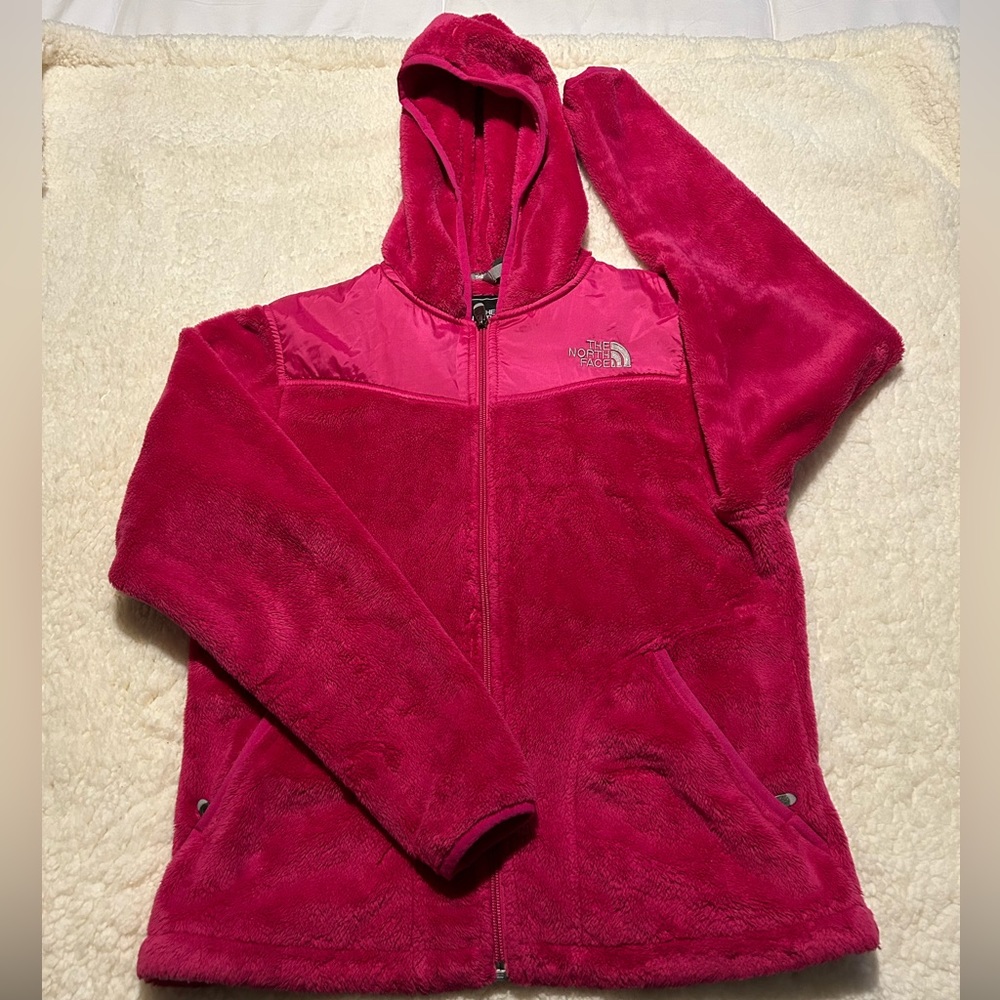 EUC The North Face Pink Fuzzy Zip-up Jacket - Size Small